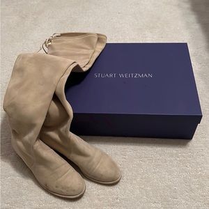 Stuart Weitzman Lowland Boots in Buff Suede